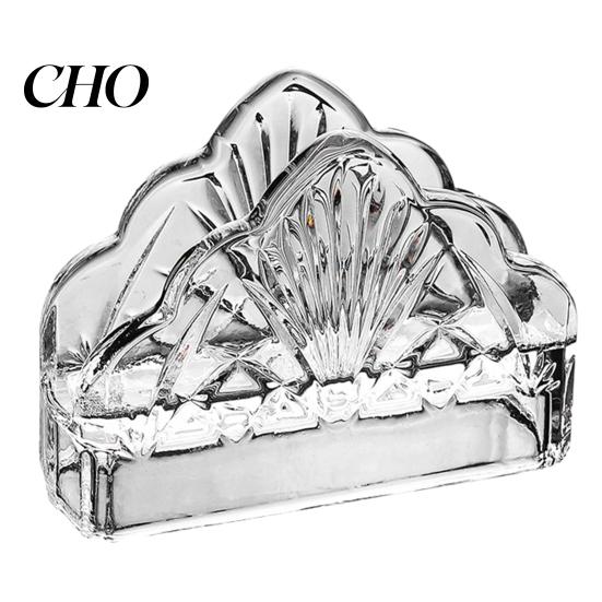 Embossed Texture Napkin Dispenser Tissue Holder, Crystal Glass Modern Style, Durable Scratch-Resistant Elegant Office Paper Towel Holder Organizer,