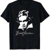 Футболка с портретом Людвига ван Бетховена, монохромный дизайн с подписью классического композитора и нотами