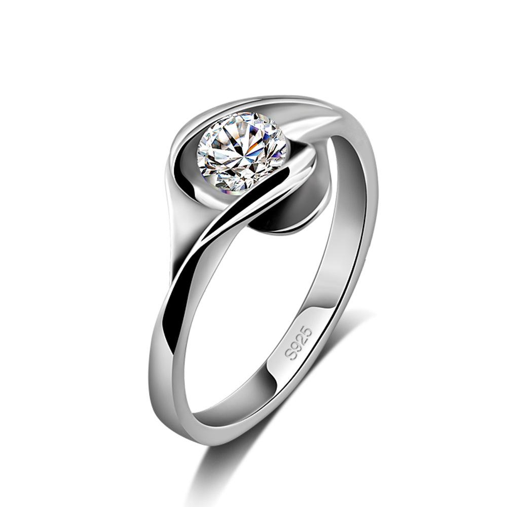 Wedding Ring, Thick Platinum Plated Women'S Cold Wind Inlaid 5A Zircon Single Ring Ring.