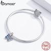 BAMOER Authentic 925 Sterling Silver Butterfly Dangle Charms Blue Enamel Beads Fit Original Bracelet
