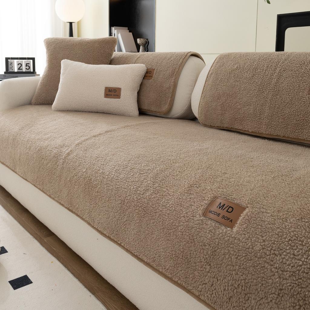 Плюшевая подушка для дивана из овечьей шерсти Осень и зима Новая утолщенная всесезонная универсальная подушка для сиденья Нескользящий чехол Покрывало Тканевое полотенце