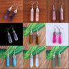 European & American Natural Crystal Hexagonal Bullet Earrings