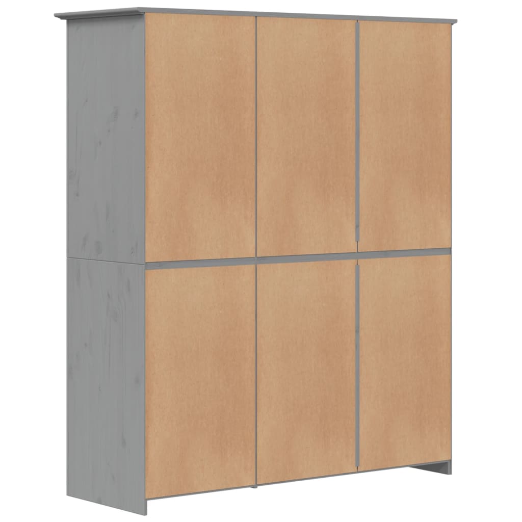 BODO Wardrobe Gray 146 x 53.5 x 173 cm Solid Pine Wood