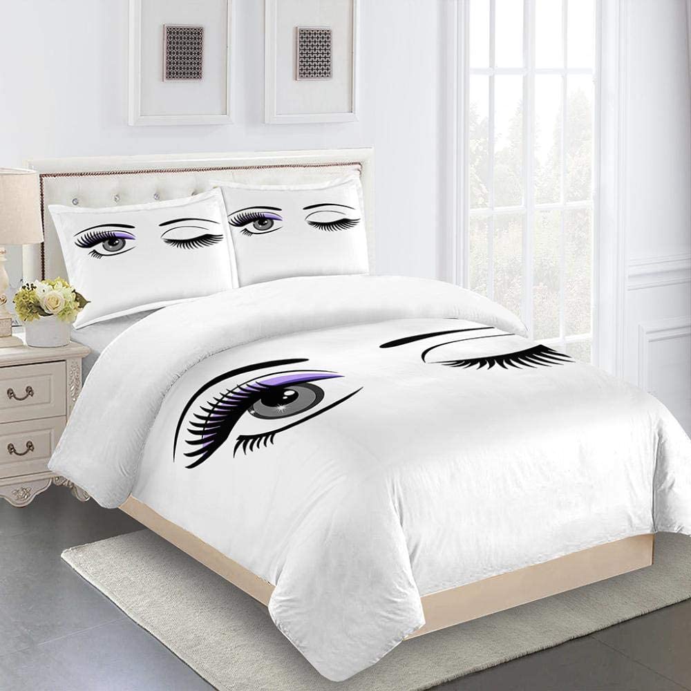 Quilt Collections 3D Eyes Cartoon Print 3Pieces Duvet Cover Comforter Cover Kids Quilt Cover Full Twin Size Children Bedroom Decoration