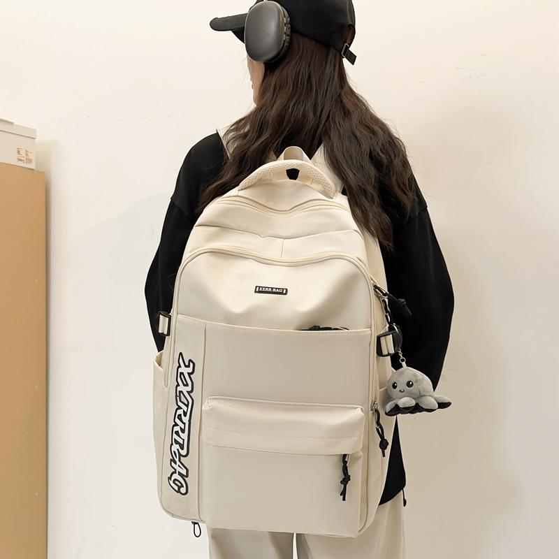 Male Large Capacity Backpack Letter Female Junior Senior High School Student Schoolbag Outdoor Travel Bag