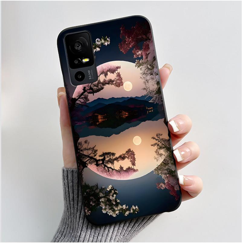 Cute Casing For TCL 40R/Sharp Aquos V6 5G Lucky Design Soft Black Case For TCL 40 SE Drift Bottle Pattern Shockproof Shell