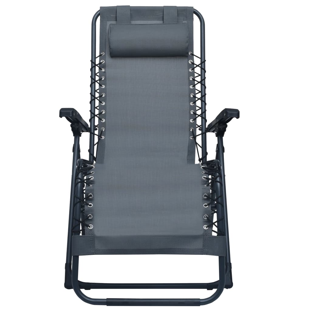 Folding Lounge Chair Grey Textilene