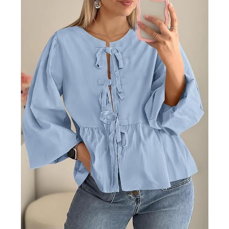 Осенняя мода повседневная рубашка с бретельками спереди и бретельками сверху женская одежда блузки и рубашки