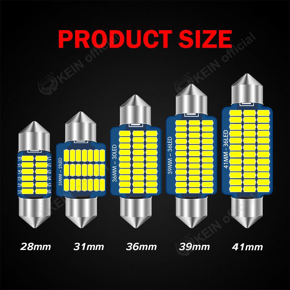 KEIN 2PCS 12V 24V T10 Festoon BA9S W5W C5W C10W 5W5 T4W 28mm 31mm 36mm 39mm 41mm Truck Car Light Interior Led Bulb Signal Lamp