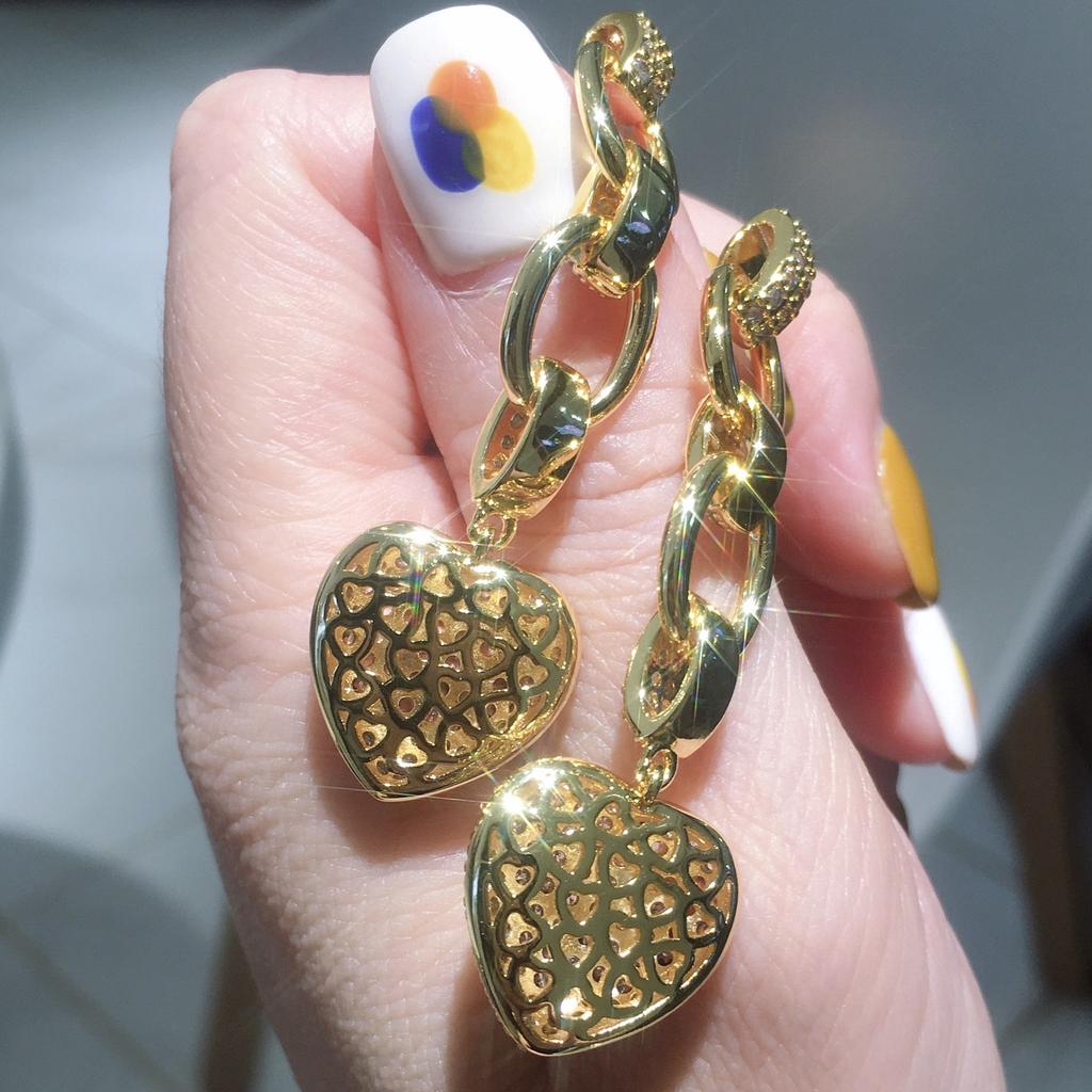 Подвеска в форме сердца с бриллиантами и ветром, полое золотое женское ожерелье с кулоном в форме персикового сердца, прямые продажи