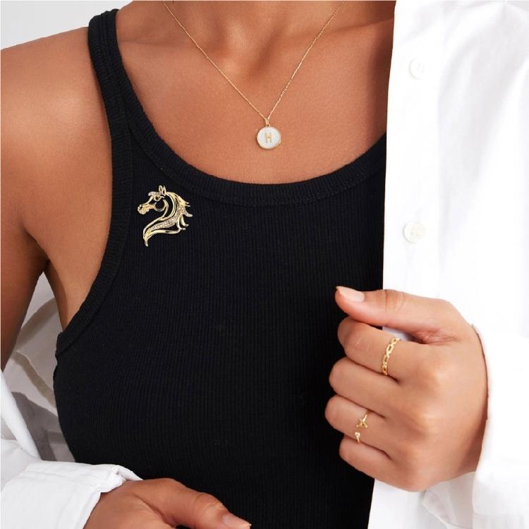 Shining Horse Head Decorative Pin Brooch Premium Alloy Material Crystal Accents Versatile For Daily Occasions Party