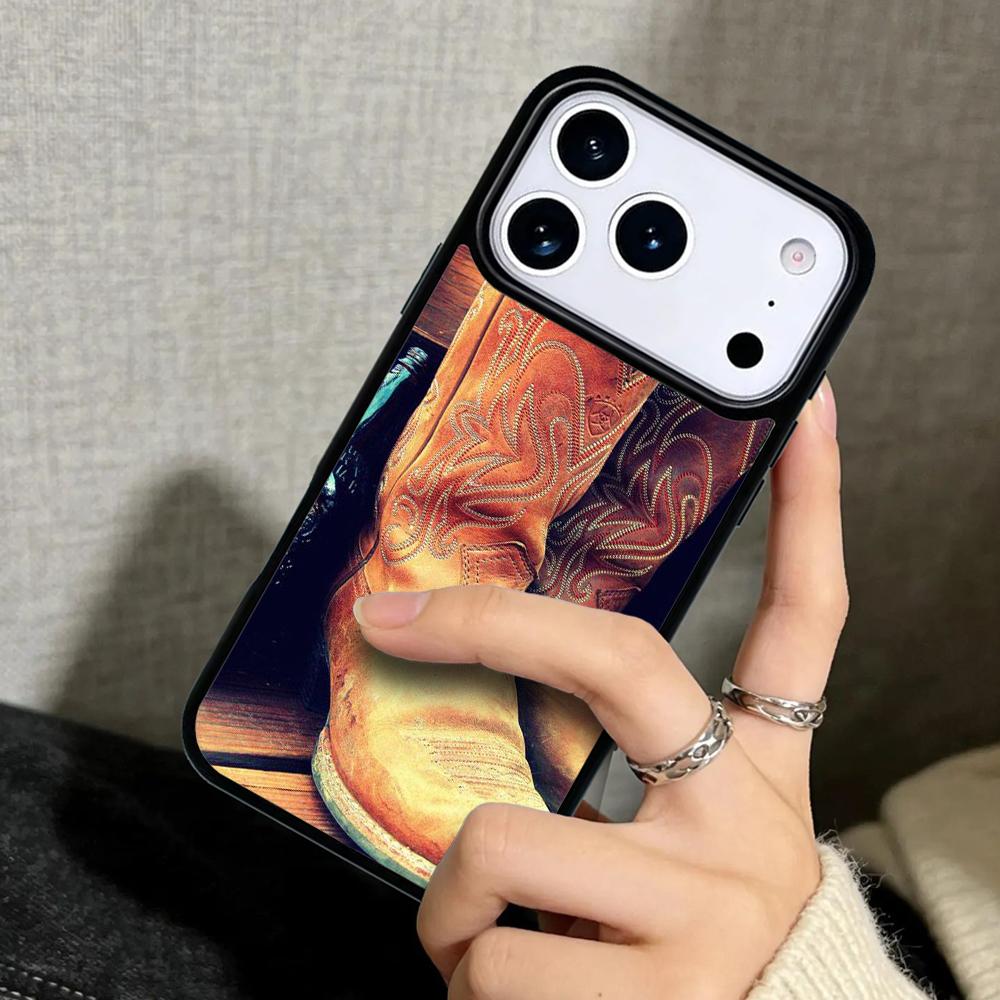 Чехол Case для iPhone 17 Air 16 Pro Max 15 Plus 11 13 Mini 14 12 Задняя крышка телефона Ковбойские Ковбойские Сапоги Шпора Шляпа