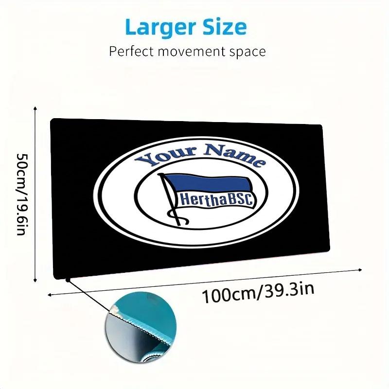 Hertha BSC Custom Name Large Size Mouse Pad Large Gaming Table Cushion Non-slip Laptop Tablet Big Mousepad XXL Mat Mini PC Playmat With Lock edge
