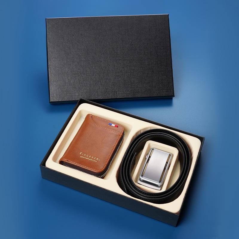 Мужской Повседневный Подарочный Ремень Кошелек Подарочная Коробка Автоматическая Пряжка Брючный Ремень Набор Кошелек
