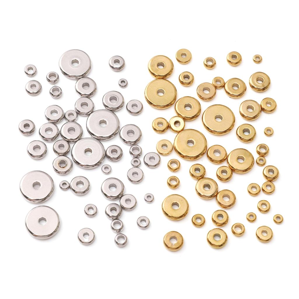 5-100 шт. Плоские круглые бусины-разделители из нержавеющей стали для изготовления браслетов, ожерелий и других ювелирных изделий своими руками