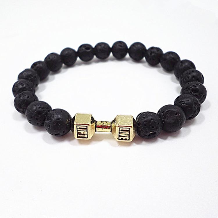 S460 hot-selling jewelry, volcanic stone bracelet, lava bracelet, metal dumbbell accessories, Yiwu small commodities