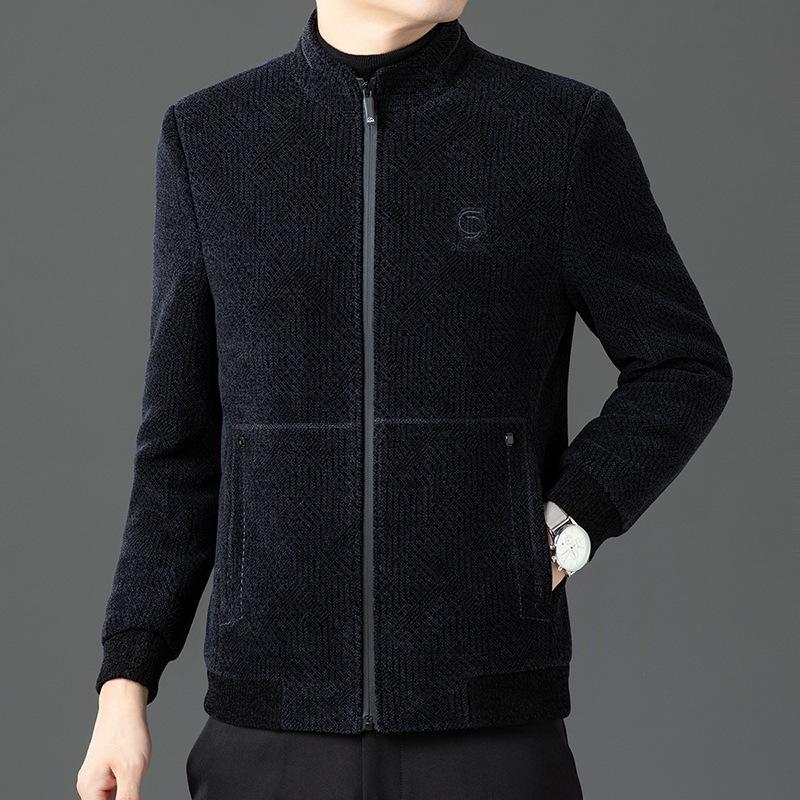 Осенне-зимняя шерстяная куртка мужская короткая хлопковая с воротником-стойкой для папы среднего возраста мужская шерстяная куртка