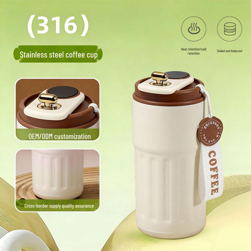 316 Stainless Steel Smart Insulated Portable Water Cup with Carrying Rope