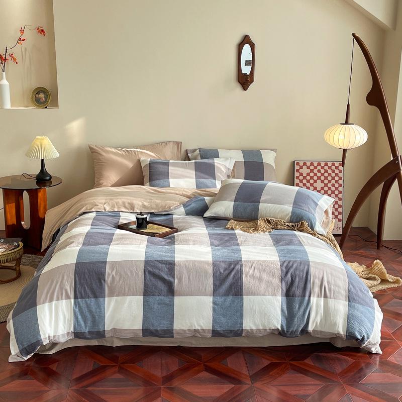 Серия AB Cotton: Комплект постельного белья из чистого хлопка для общежития - односпальный, из четырех частей с простынями