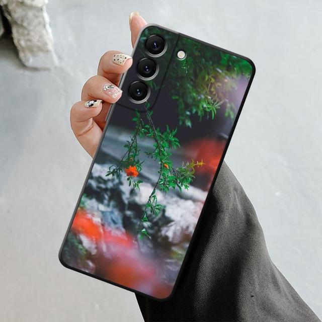 Чехол для телефона Samsung Galaxy S23 S22 S21 S20 Fe Ultra S10 S9 S8 Plus Note 20ultra 10plus, чехол с розой, тюльпаном, зелеными побегами цветов