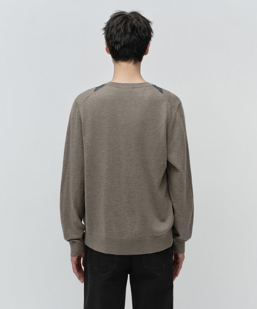 MUSINSA STANDARD Argyle Round Neck Cardigan [Taupe]