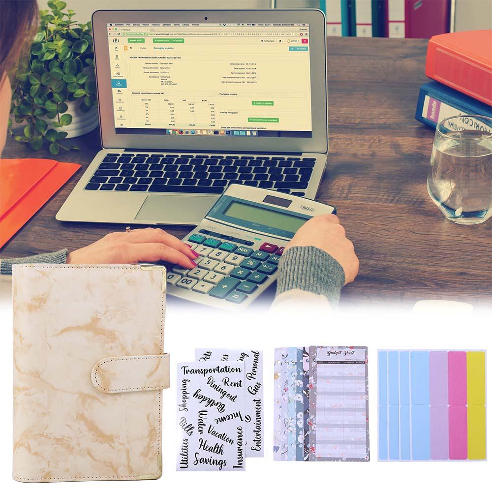 Планировщик бюджета Конверт на молнии Блокнот-биндер Мраморный планировщик бюджета Мраморный блокнот Биндер на 6 кольцах