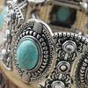 Retro Women's Gift Oval Turquoise Carved Tibetan Bangle Bracelet Boho Jewelry
