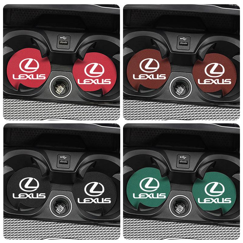 2Pcs Car Coaster Water Cup Mat Non-Slip Pad Key For Lexus RX350 Ct200h NX300 IS250 NX300h RX400h GX470 GS300 LS GS GX460 IS200HK1