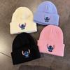 Stitch Knitted Embroidered Hat Anime Peripheral Autumn And Winter Outdoor Warm Hair Hat Elastic Cold Hat Adults And Kids Gifts