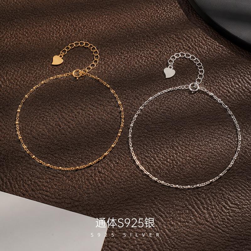 925 Sterling Silver Mini Bead Delicate Chain Bracelet Minimalist Stack Jewelry for Women