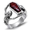 Retro Fashion Halloween Vampire Diary Ring Stainless Steel Epoxy Coffin Coil Punk Male Jewelry
