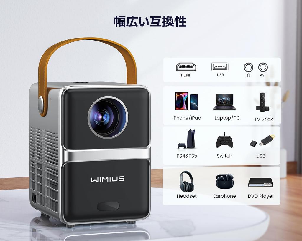 WiMiUS Projector Small Mobile Projector 18000LM Keystone Correction Electric Focus Short Focus Projection 5GWIFI 4K Compatible 1080P Full HD Mini