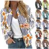 Женская модная повседневная куртка на молнии с длинным рукавом с цветочным/листовым принтом и круглым вырезом