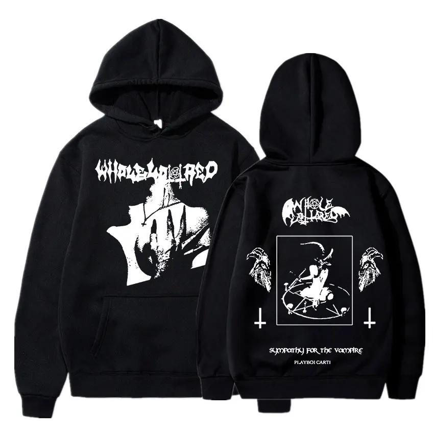 Толстовки с капюшоном для рэпера Playboi Carti, музыкальный альбом Whole Lotta, красные толстовки Devil satan, винтажный пуловер большого размера в стиле хип-хоп, уличная одежда