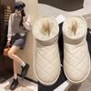 Женские длинные большого размера с мягкой подошвой зимние теплые меховые ботинки-дутики на подкладке до щиколотки, противоскользящие, для пеших прогулок, повседневные, спортивные, хлопковые ботинки