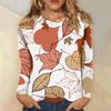 Женская мода повседневный топ с длинным рукавом с цветочным принтом и круглым вырезом