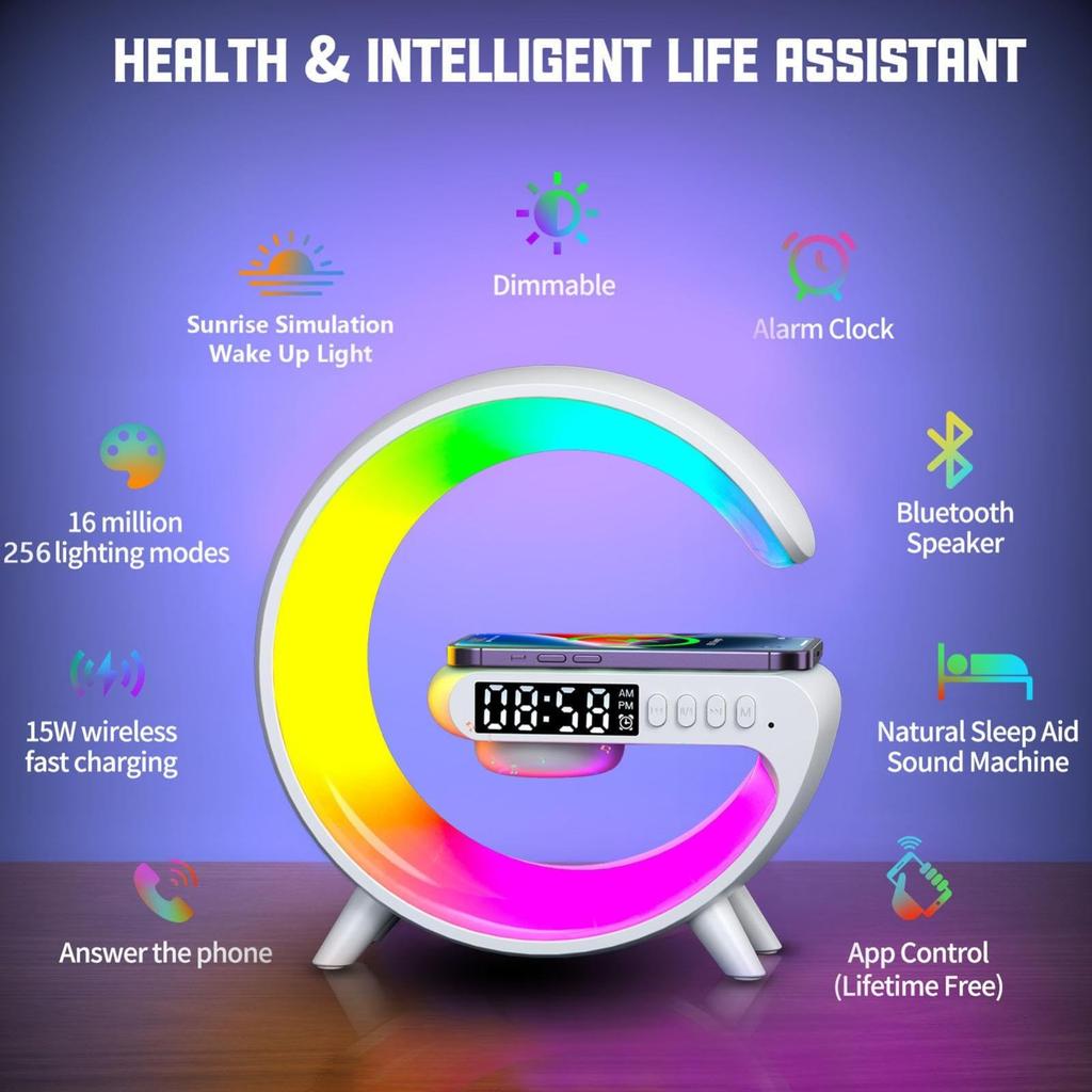 Прикроватные лампы Динамик с беспроводным зарядным устройством, Свет динамика с беспроводным зарядным устройством, Свет с беспроводным зарядным устройством