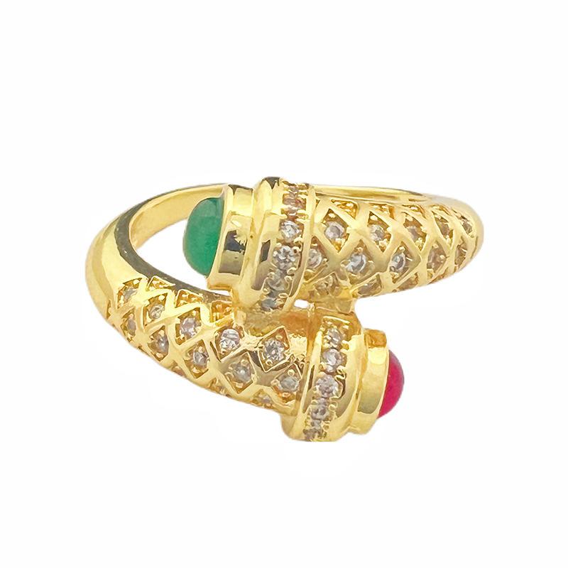 Medieval Plated 18K Open Ring Inlaid Zircon Cross Light Luxury High-End Niche Design Personalized Ring Woman