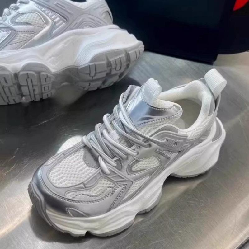 Популярные кроссовки на толстой подошве для увеличения роста, женские, ins tide, 2025, весна-осень, новые, сетчатые, дышащие, повседневные спортивные туфли