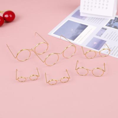 Золотая круглая оправа для очков без линз, 10 шт., аксессуары для декора куклы