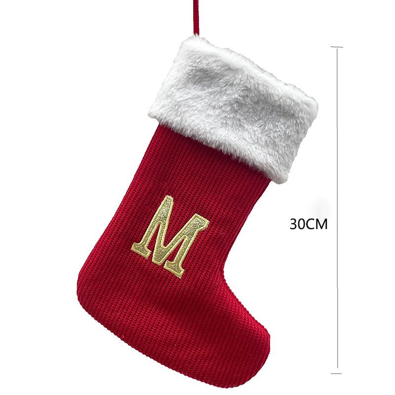 Высококачественные красные рождественские вязаные чулки с 26 буквами для подарков и украшений