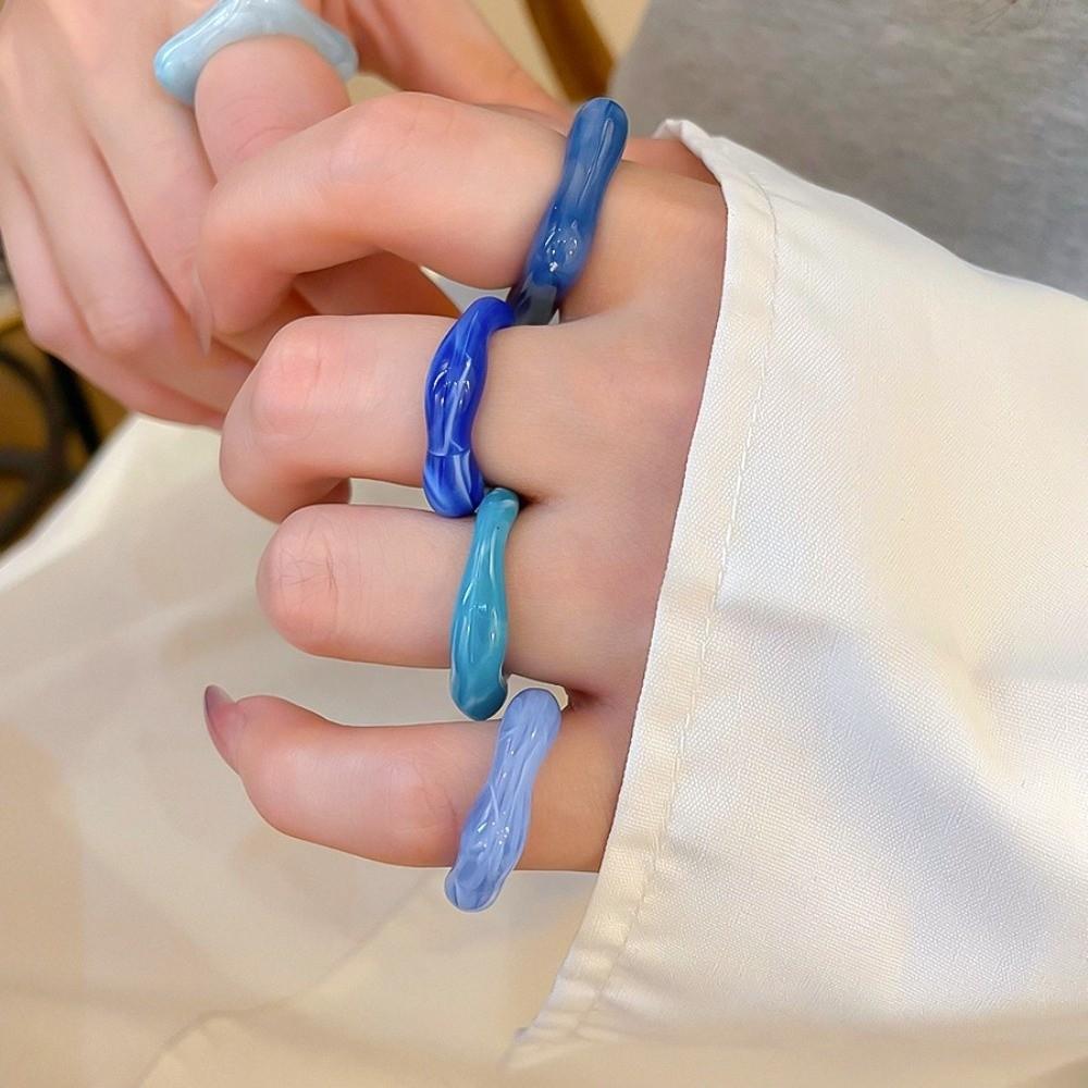 5Pcs Resin Acrylic Finger Ring Geometric Ring Fashion Irregular Rings  Jewelry Accessories