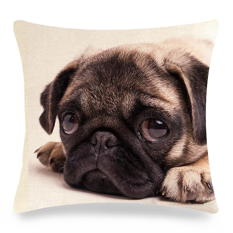 Cute Pet Pug Dog Digital Printing Short Plush Pillow Covers Decorative For Car Sofa Office Cushion Cover Home Goods 60X60Cm