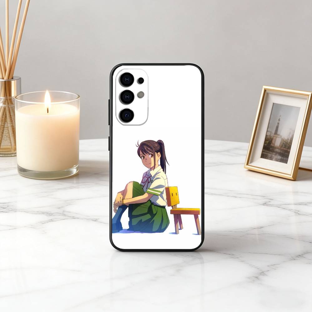 Милый Аниме Чехол для Телефона S-Suzume для Samsung S25,S24,S21,S22,S23,S30,Ultra,S20,Plus,Fe, Мягкий Силиконовый Черный Чехол