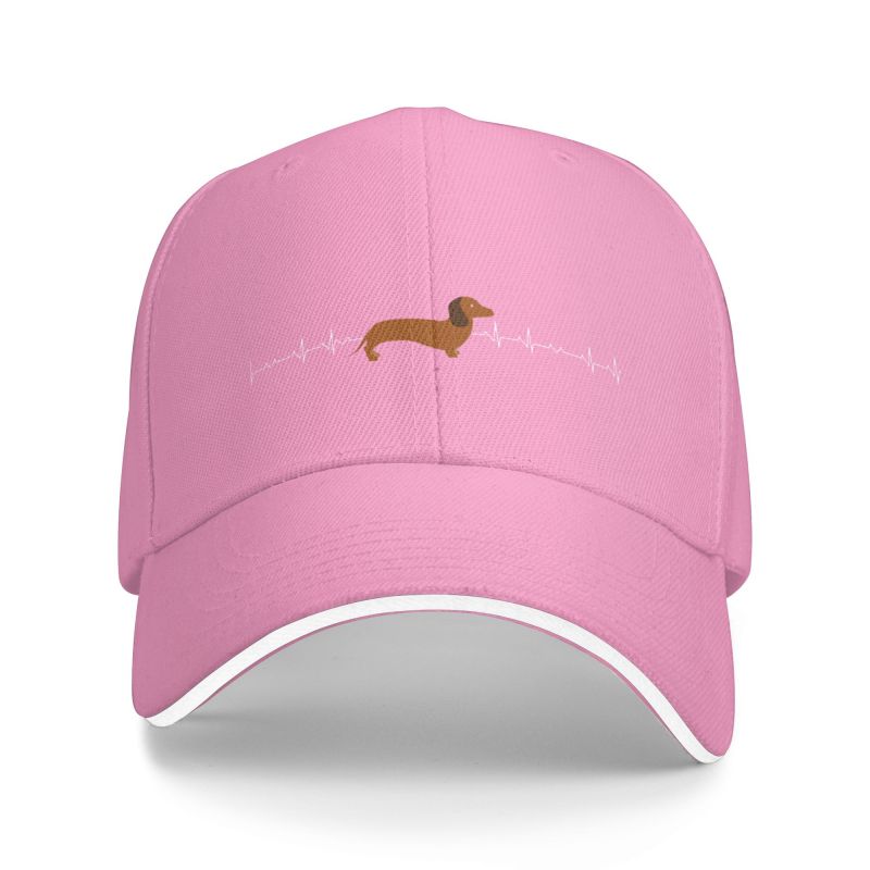Custom Dachshund Heartbeat Baseball Cap Unisex Women Adjustable Hotdog Badger Wiener Sausage Dog Dad Hat Streetwear