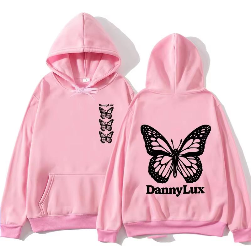 Осень/Зима Корейский Dannylux - Мужская и Женская Худи с Длинным Рукавом и Узором Бабочки Модная Хип-Хоп Одежда Новая Спортивная Одежда