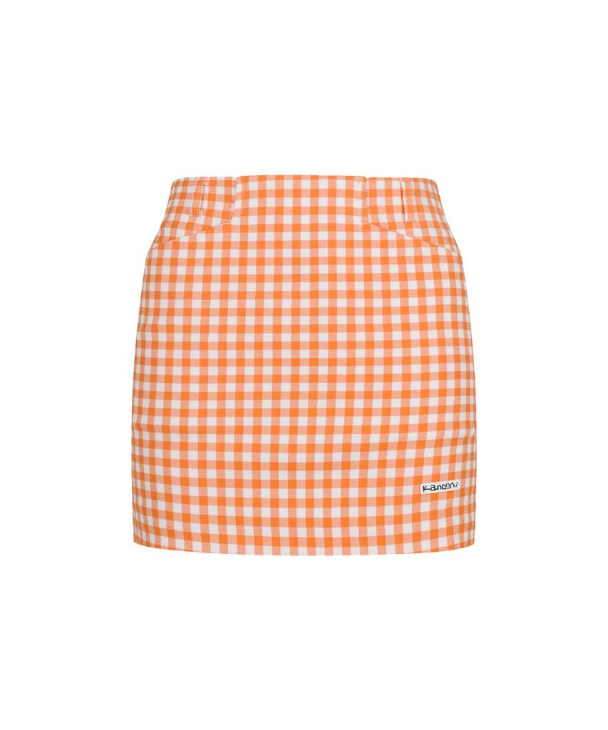 KANDINI Orange Plaid Mini Skirt