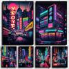 Эстетика неоновых плакатов 80-х годов, Тур по городу, Красочная ночь, Холст, Настенное искусство, Постеры и принты для гостиной, Домашнее украшение, Подарок
