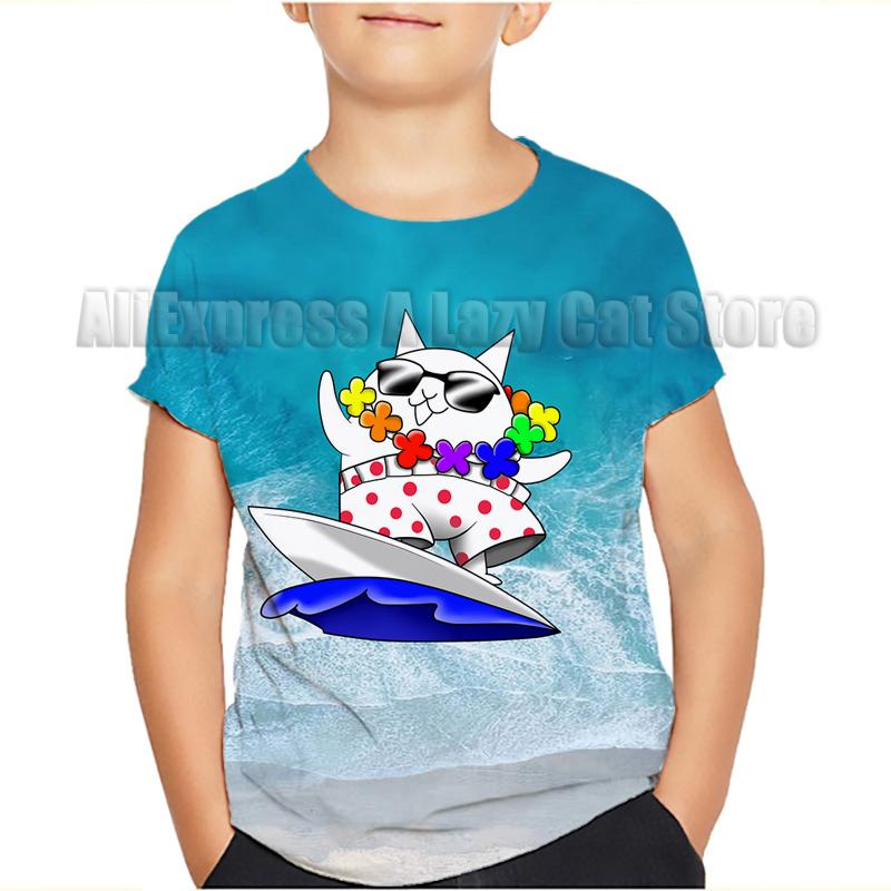 Game The Battle Cats T Shirt Banban Garden O-Neck Tshirt Cartoon Tops Tees Children Anime T-shirt Summer Clothes Camiseta