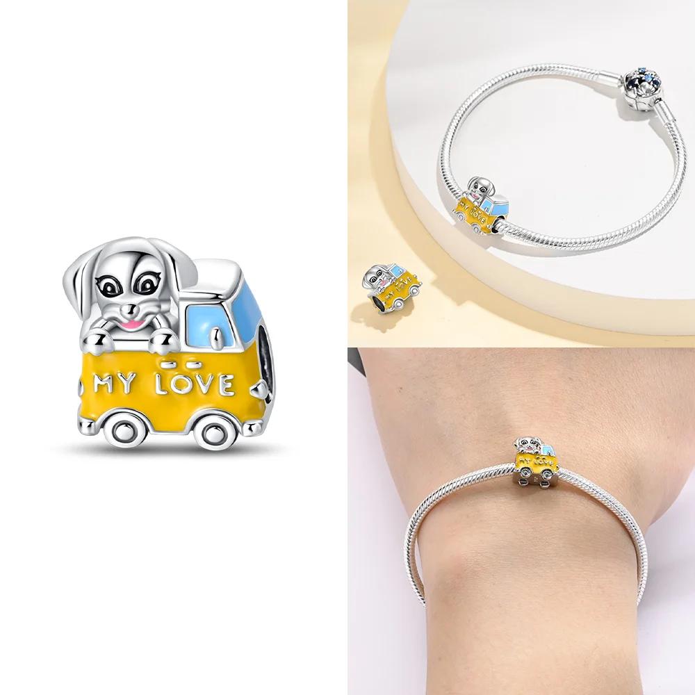 Transportation Copper Pink Rocket Bicycle Blue Ship Car Airplane Beads Charm For Original Bracelet Woman Girl Jewelry